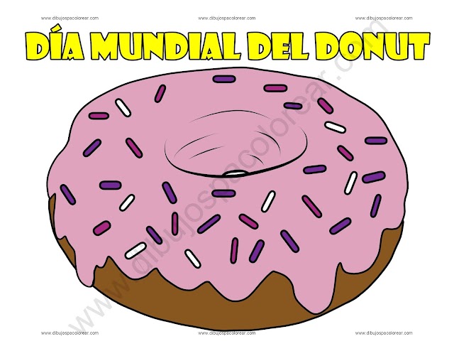 Día Mundial del Donut dibujo a color y para colorear